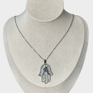 Palm Protection Silver Necklace